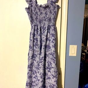 Hill House Size Medium Ellie Nap dress in lilac floral tonal crepe